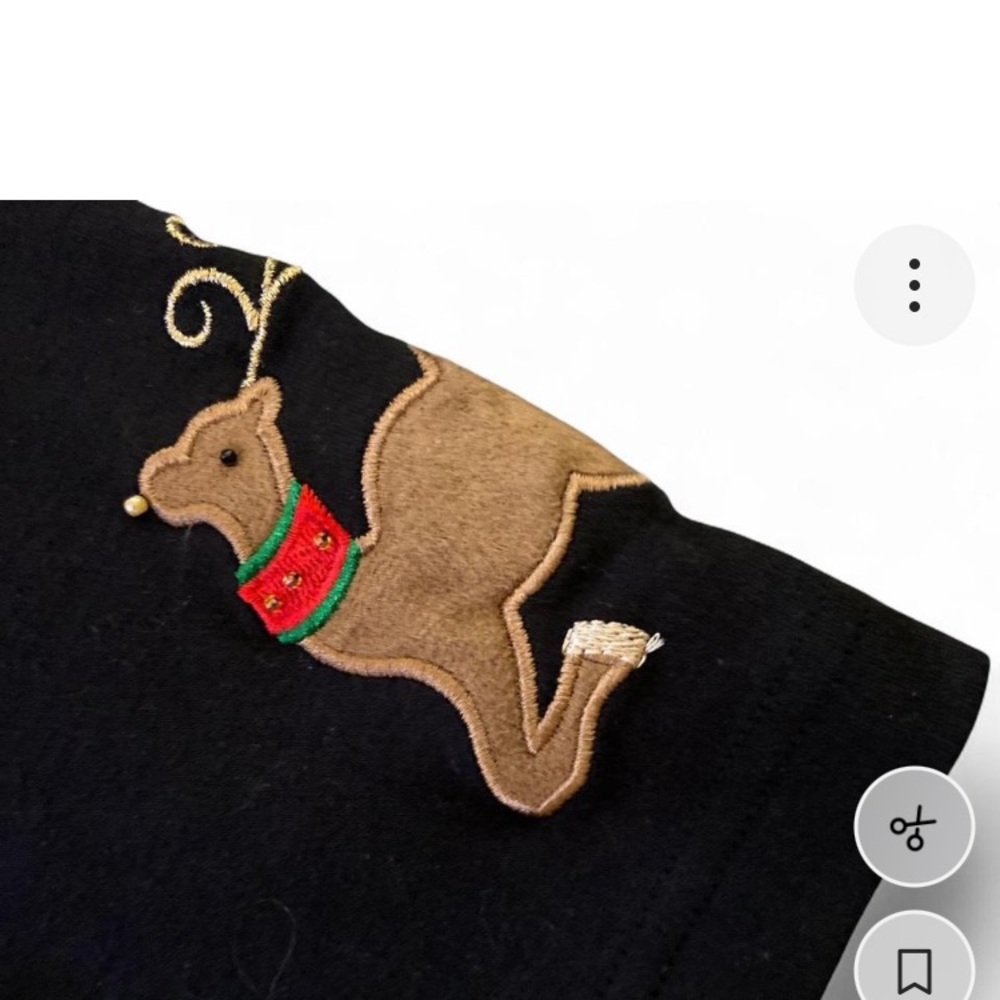 Mercer Street Studio Black Long Sleeve Woman's Shirt with Reindeer Design - Picture 3 of 3